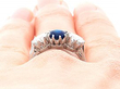 Sapphire and Diamond Ring White Gold on finger