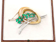 Boxed Emerald and Diamond Brooch