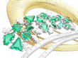Boxed Emerald and Diamond Brooch