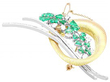Boxed Emerald and Diamond Brooch