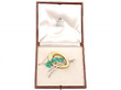 Boxed Emerald and Diamond Brooch