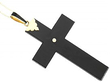 Onyx and Diamond Cross Pendant Necklace