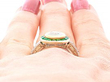 Antique Emerald Target Ring being worn