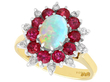 Opal and Ruby Ring Vintage 