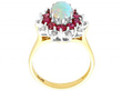 Opal and Ruby Ring Vintage Gold