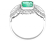 Emerald and Diamond Ring Set in Platinum side