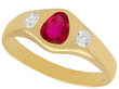 Pear Cut Ruby and Yellow Gold Gents Ring UK
