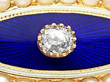 Blue Enamel and Pearl Brooch