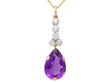 Pear Cut Amethyst Pendant with Diamonds