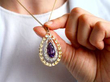 Wearing Amethyst and Diamond Yellow Gold Pendant