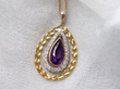 Amethyst and Diamond Yellow Gold Pendant Close Up