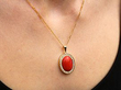 Vintage Coral Pendant on the Neck