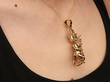 Gold Devil Pendant with Gemstones Wearing Image