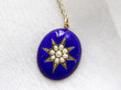 Enamel and Pearl Yellow Gold Locket Close Up