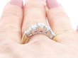 Trilogy Diamond Ring Yellow Gold Wearing Close Up