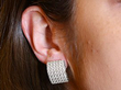 Rectangular Earrings Being Worn