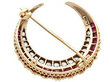 Antique Ruby Crescent Brooch