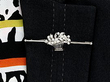 Platinum and Diamond Bar Brooch wearing