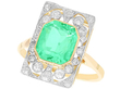 Emerald Cut Emerald and Diamond Ring