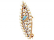Aquamarine Pearl Diamond Rose Gold Brooch 