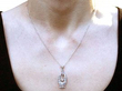 Art Deco Diamond Pendant Necklace UK wearing