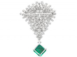 Zambian Emerald Brooch with Diamonds