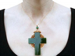 Victorian Gold Cross Pendant with Nephrite  Wearing Image