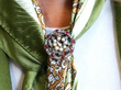Ruby Circular Brooch On Scarf