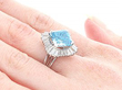 Vintage Aquamarine and Diamond Ring on hand