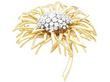 Gold Flower Diamond Brooch Vintage 