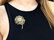 Gold Flower Diamond Brooch wearing 