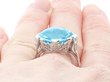 White Gold Aquamarine Ring on finger