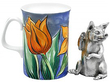 Sterling Silver Pig Ornament next to a mug