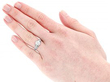 Solitaire Engagement Ring with Diamond Shoulders Wearing Image
