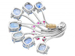 Sapphire Ruby and Diamond Brooch Back 
