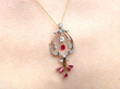 Victorian Ruby Pendant with Diamonds Wearing Image