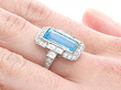 Aquamarine Platinum Ring on the Hand