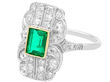 Emerald and Diamond Ring in platinum
