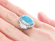 Aquamarine Ring Platinum on the Hand