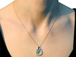 Emerald and Diamond Pendant for Sale Wearing Image