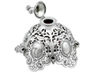 Red Glass Inkwell with Sterling Silver Open