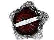 Red Glass Inkwell with Sterling Silver Detail 