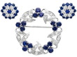 Sapphire Jewellery Set Brooch and Earrings