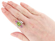 Peridot Ring 18k Gold with Diamonds wearing