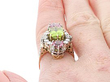 Peridot Ring 18k Gold with Diamonds close up 