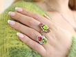 Peridot Ring 18k Gold with Diamonds wearing