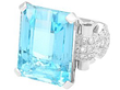 Art Deco Large Aquamarine Cocktail Ring