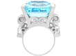 White Gold Large Aquamarine Cocktail Ring 