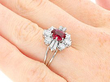 Wearing Ruby and Diamond Cluster Ring White Gold