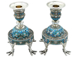 Antique Russian Candlesticks Enamel 